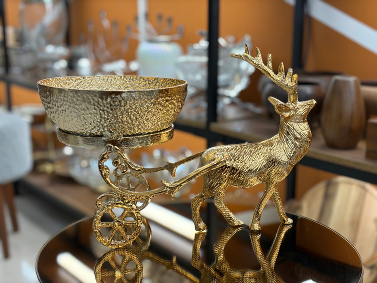آجیل خوری آلومینیومی مدل گوزن شمالی رنگ طلایی و سیلور
