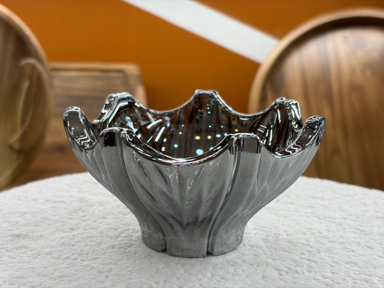 پیاله بلور الیزه رنگ شامپاینی و پلاتینی ست ۶ عددی