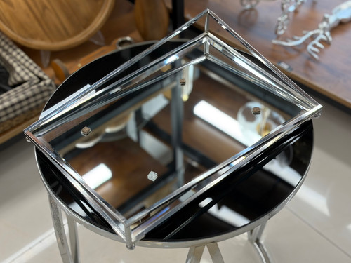 سینی مستطیل آینه ای رنگ سیلور