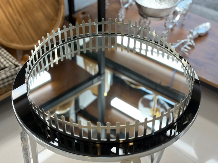 سینی گرد آینه ای رنگ سیلور