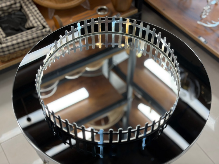 سینی گرد آینه ای رنگ سیلور