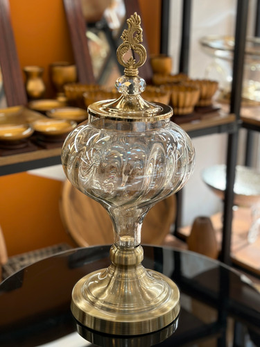 شکلات خوری بلور و فلز رنگ طلایی