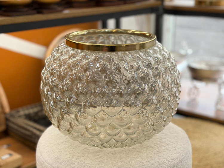 گلدان بلور و فلز رنگ طلایی