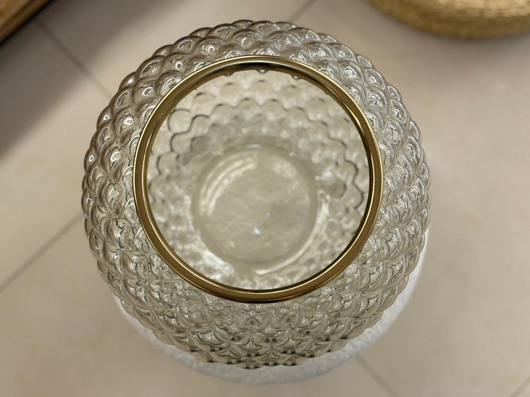 گلدان بلور و فلز رنگ طلایی