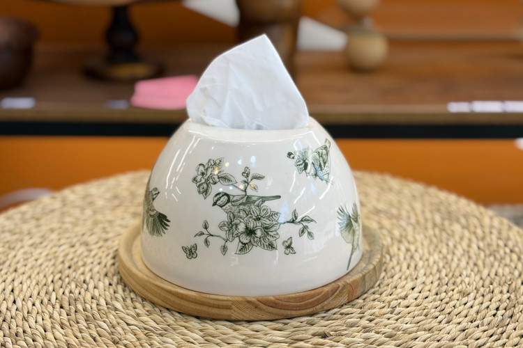 جا دستمال کاغذی سرامیکی چکاوک سبز