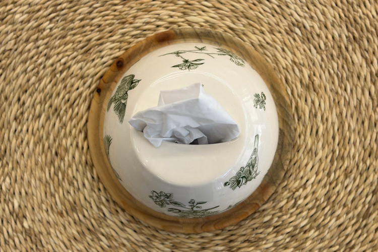 جا دستمال کاغذی سرامیکی چکاوک سبز