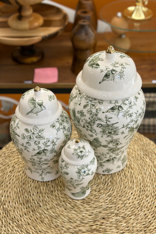 جینجر جار سرامیکی چکاوک سبز