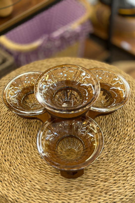 اردو خوری بلور و چوب ۴ تایی مدل دیبا
