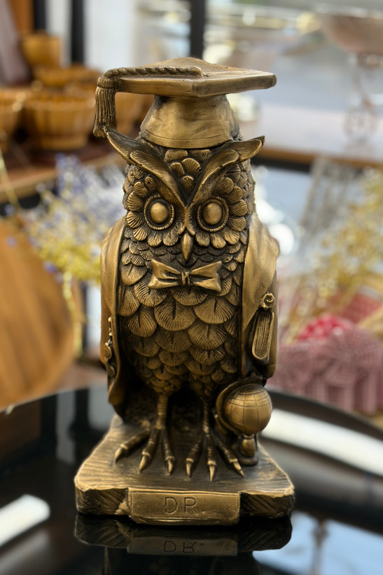 مجسمه جغد دو رنگ طلایی و مشکی