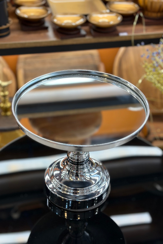 پایه کیک فلز و آینه رنگ سیلور ایراد جزئی