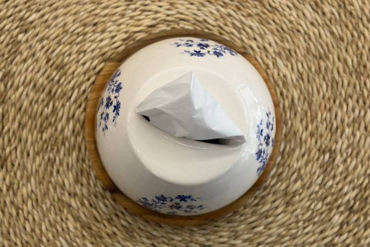 جا دستمال کاغذی سرامیکی سیمرغ آبی