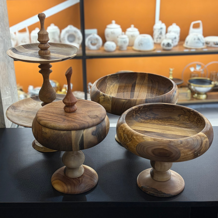 سرویس پذیرایی چوبی گردو ۴ تکه طرح یک