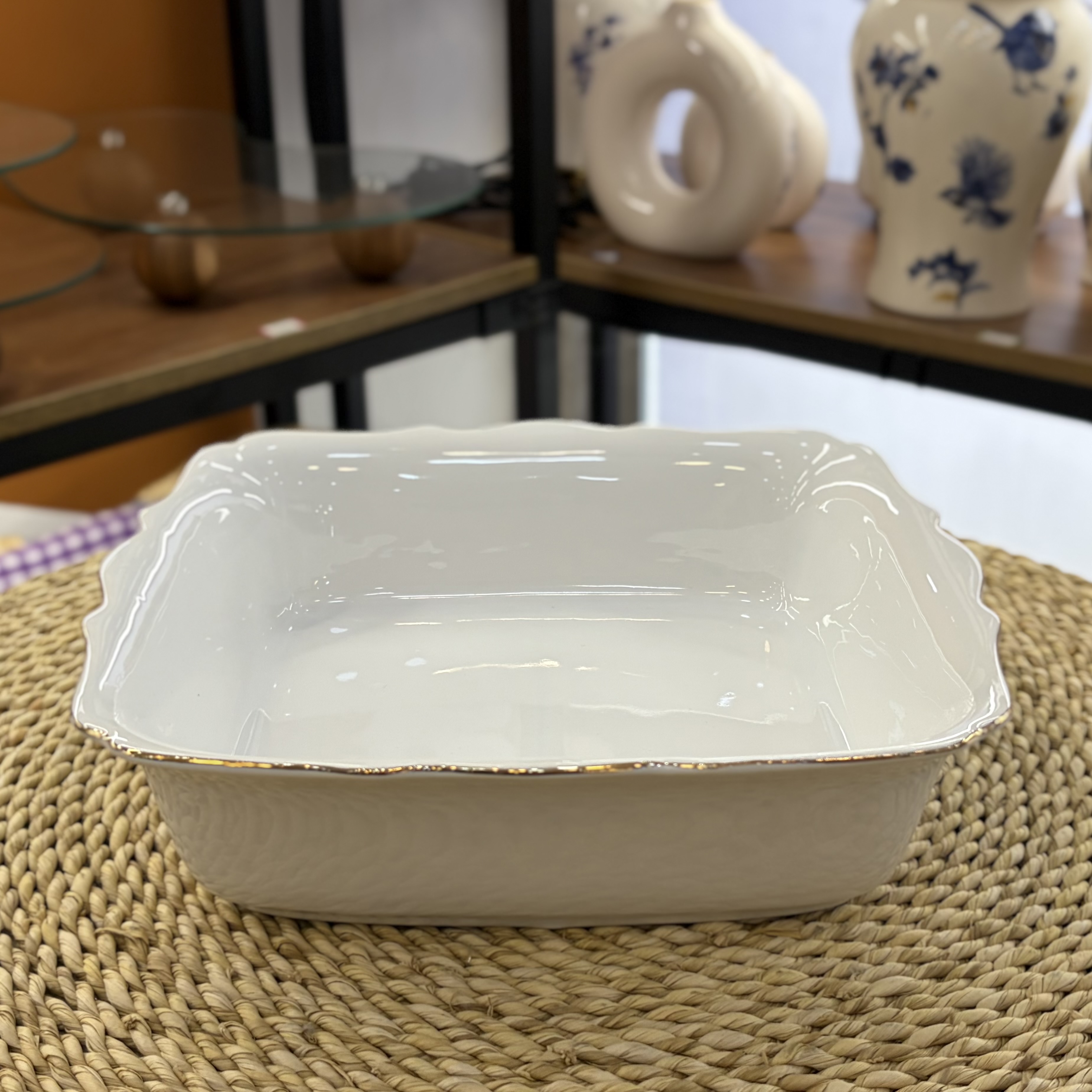 کاسه خورشت چینی سفید لب طلا