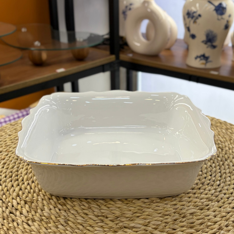 کاسه خورشت چینی سفید لب طلا