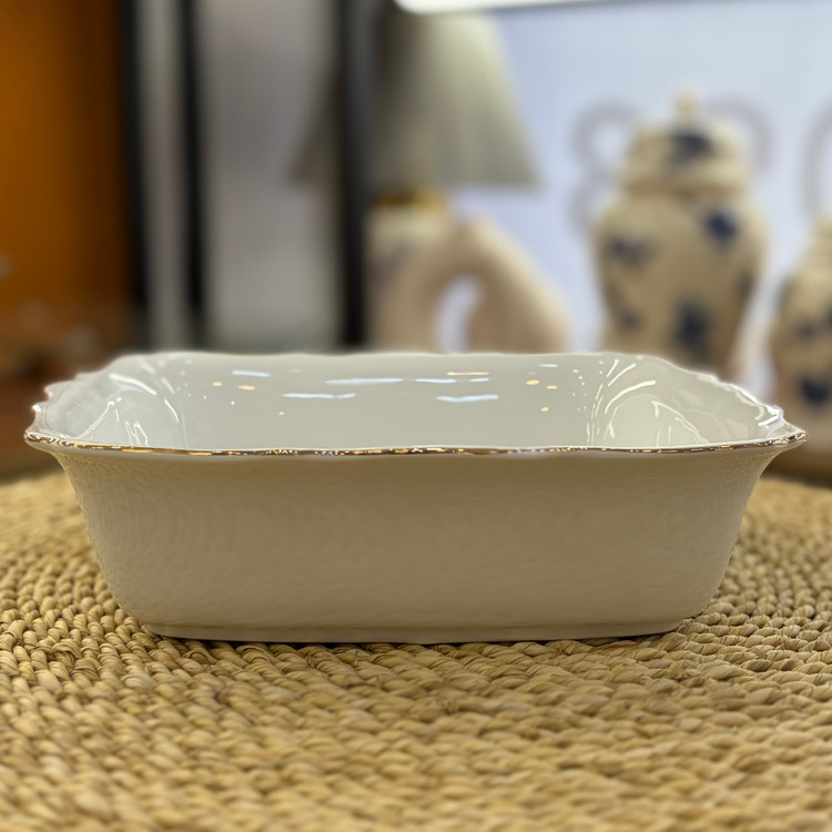کاسه خورشت چینی سفید لب طلا