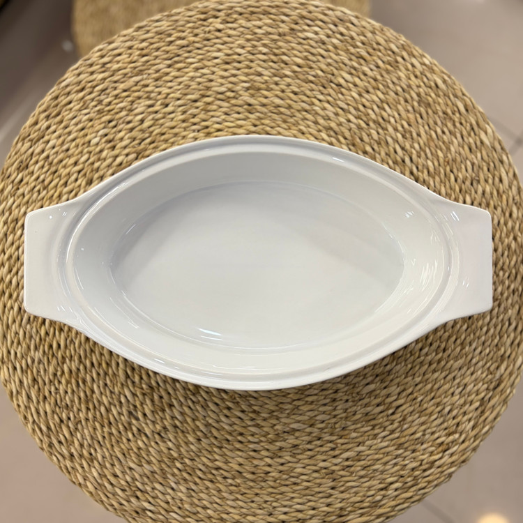 ظرف سالاد چینی سفید دسته دار