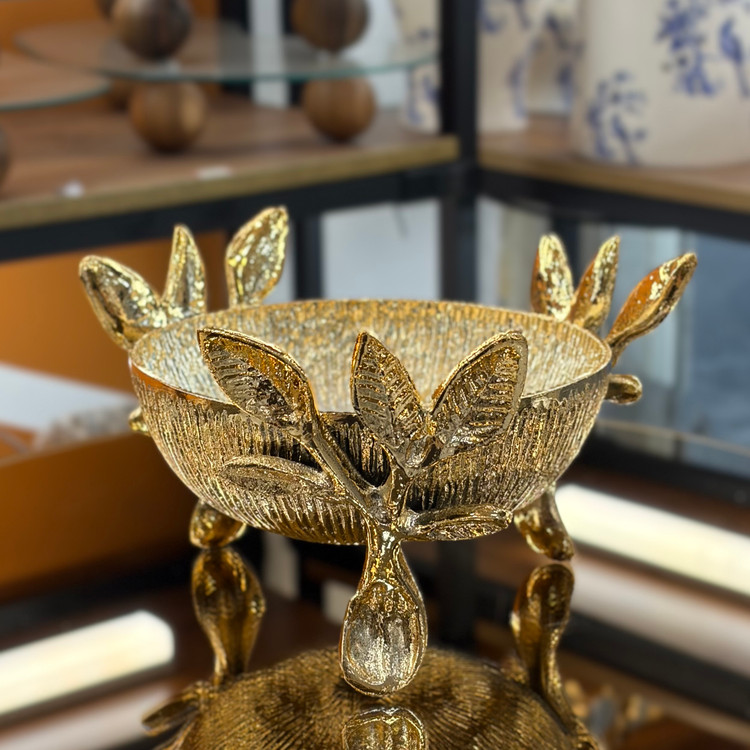 سرویس پذیرایی آلومینیومی خالص ۵ تکه مدل برگ رنگ طلایی